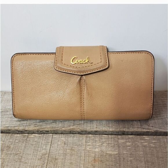 VINTAGE COACH Ashley Slim Envelope Leather Wallet Tan - Picture 1 of 11
